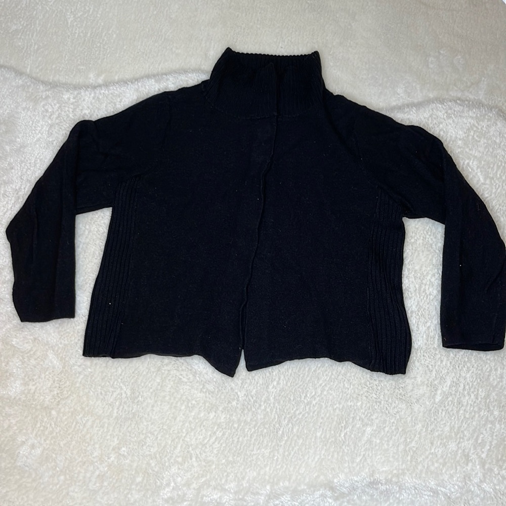 Chico’s Black Mock Neck Snap Front Boxy Cardigan Size 3 (XL/16)